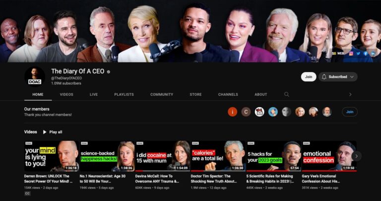 The Diary Of A CEO YouTube Channel