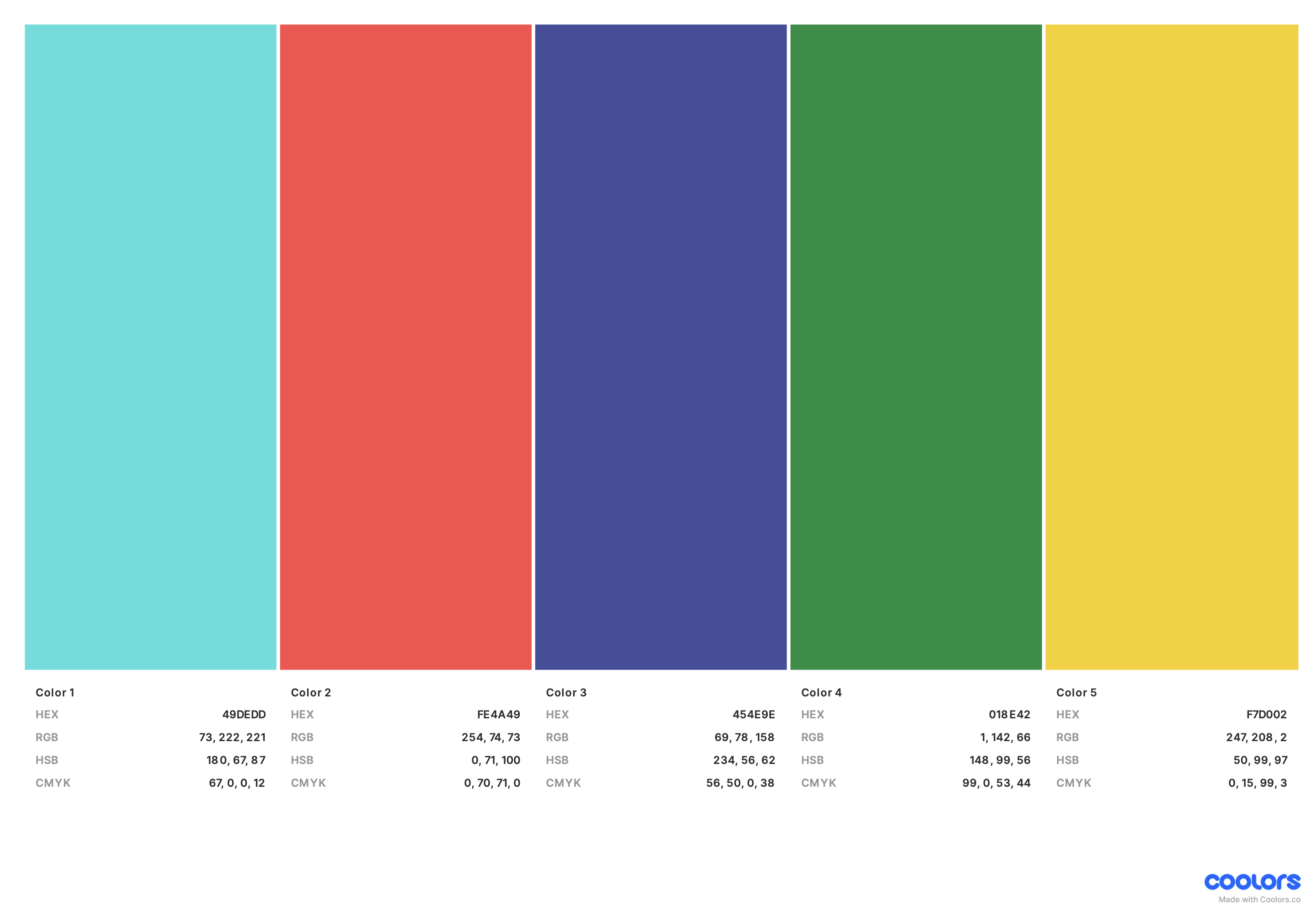 coolors colour palette variations