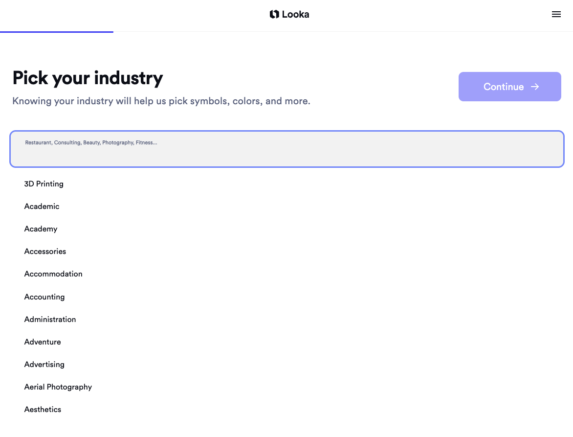 looka pick your industry
